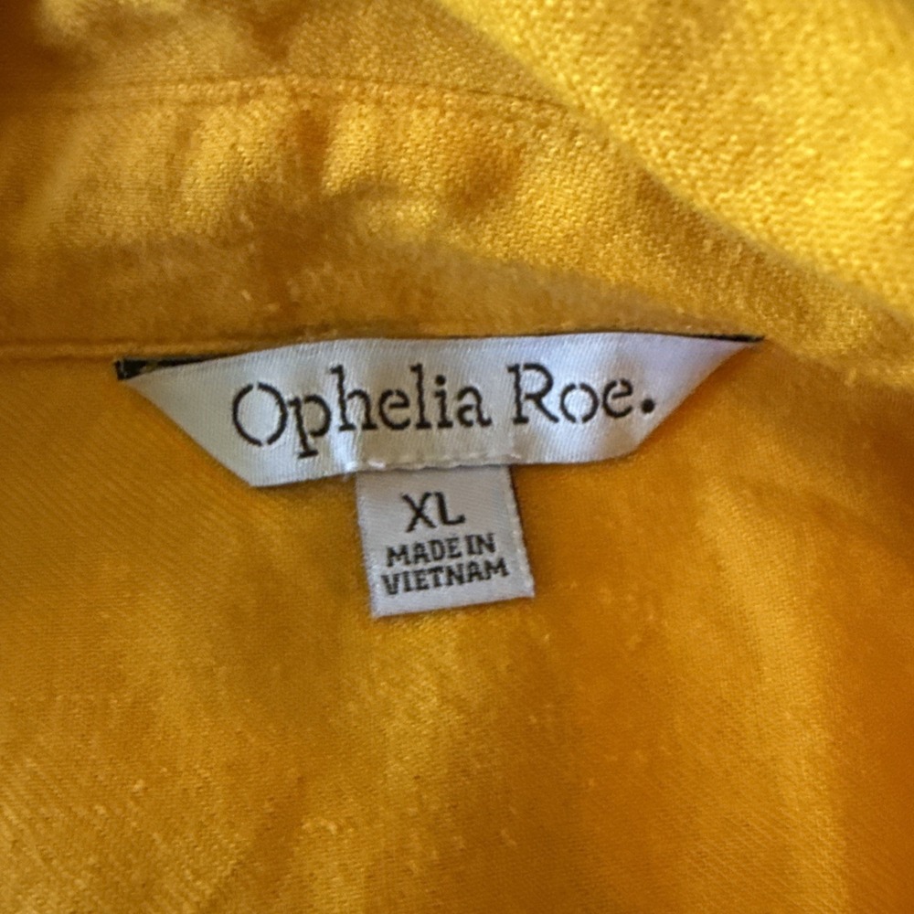 Ophelia Roe Button Up Shirt Dress Womens Size XL Linen Yellow Casual Flowy NWT - Picture 4 of 9